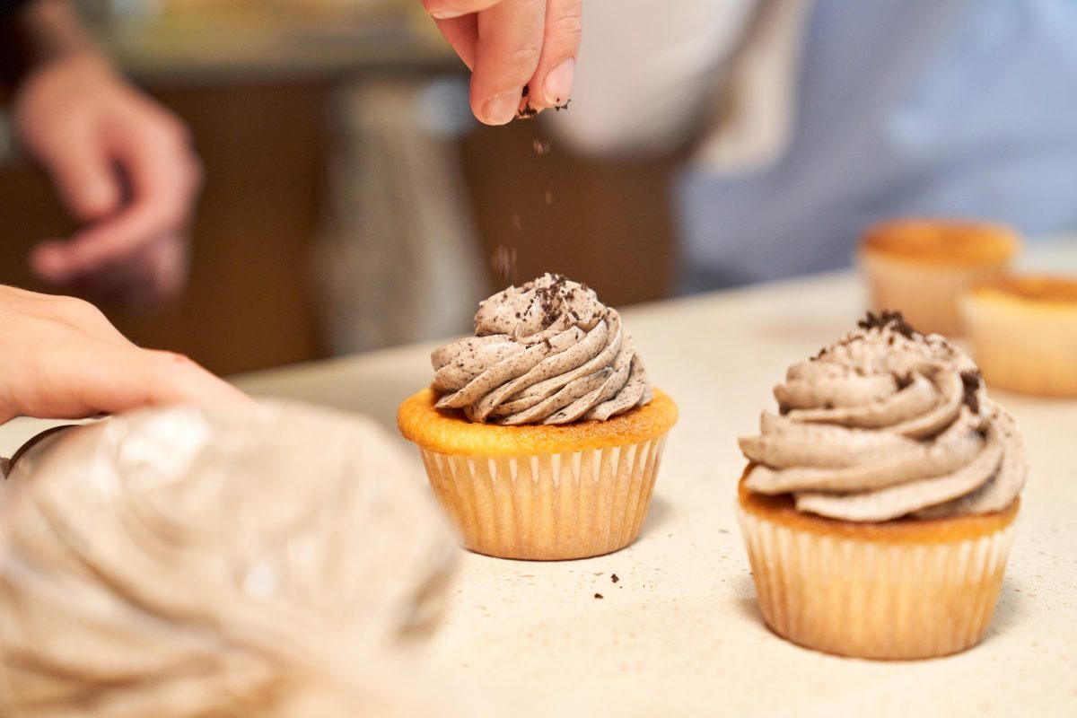 Chef trying to create the perfect plant-based cupcake